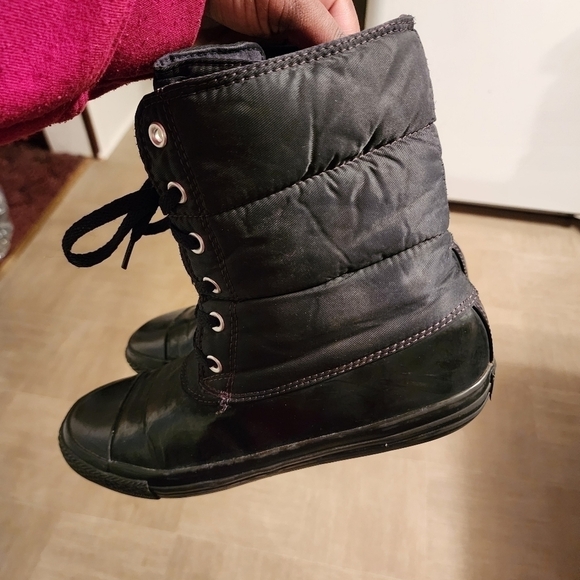 Converse All Star Lace Up Black Boots Womens Size 9.5 - Picture 4 of 11